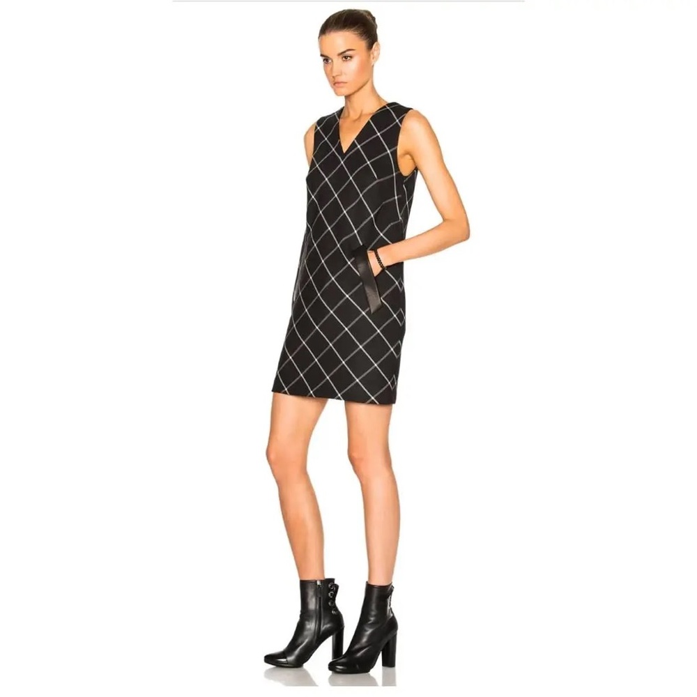Rag & Bone Phoebe Shift Leather Trim Dress in Black Diamond Women’s Size 8